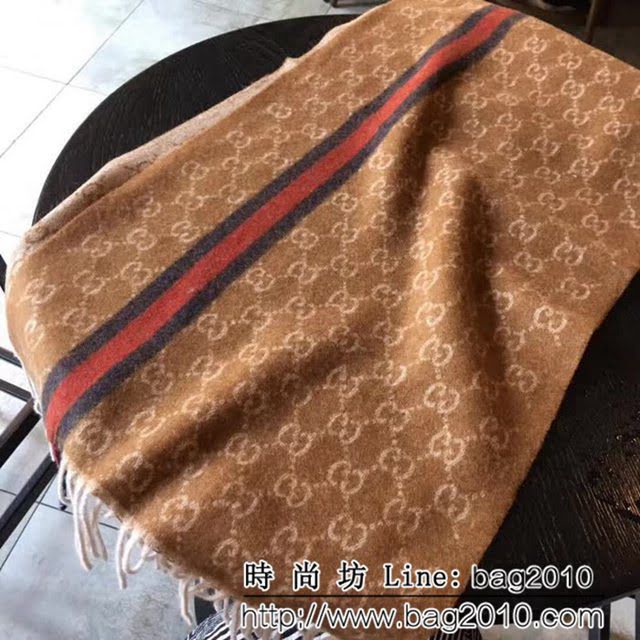 GUCCI古馳2018最新款原單 經典LOGO提花風格羊絨長巾 LLWJ6688